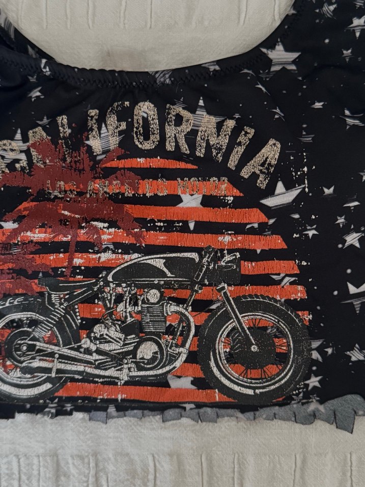 Siyah Baskılı Biker Bikini Üstü - Görsel 3