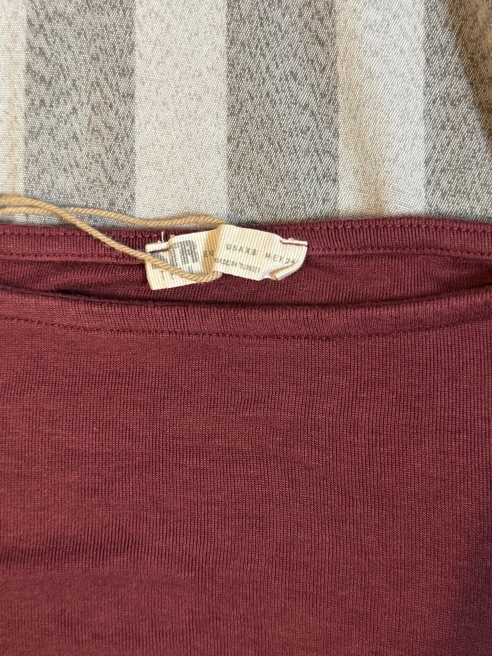 Bordo Geniş Yaka Penye Crop - Görsel 3