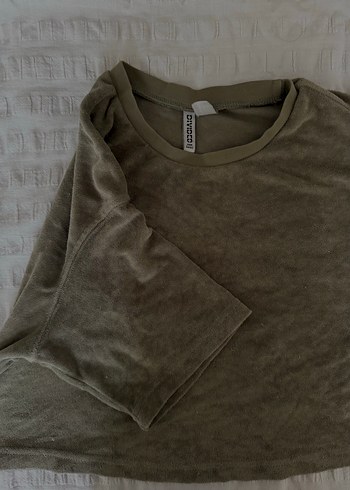 Oversize Kesim Havlu Kumaş Crop - Görsel 3