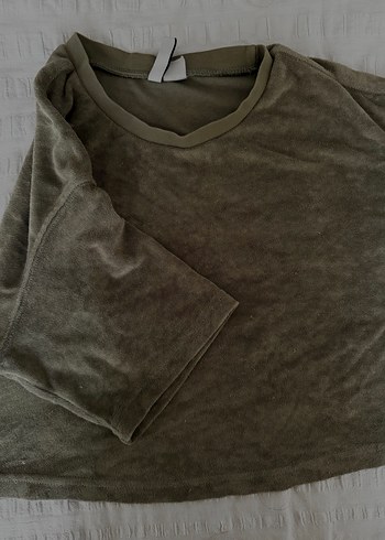 Oversize Kesim Havlu Kumaş Crop - Görsel 2