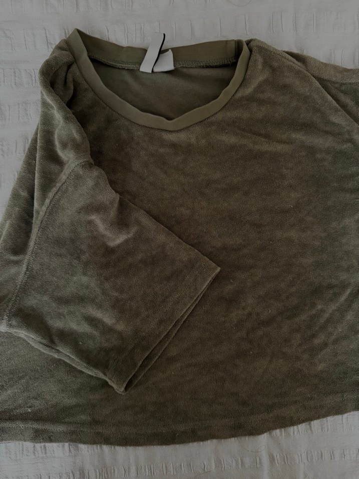 Oversize Kesim Havlu Kumaş Crop - Görsel 2