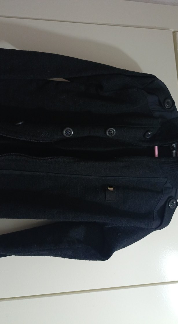 Düğmeli Siyah Erkek Yün Ceket - Görsel 3