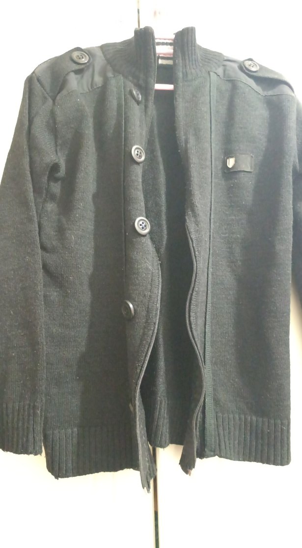 Düğmeli Siyah Erkek Yün Ceket - Görsel 2