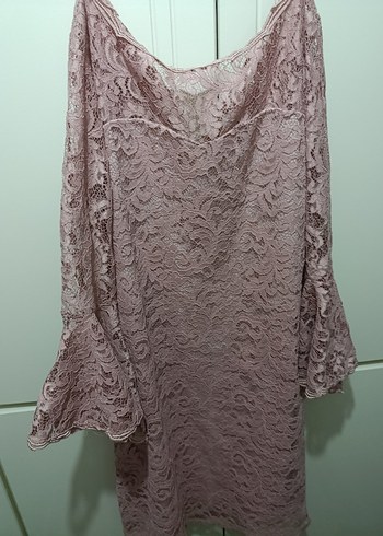 Dantel Detaylı Pembe Uzun Abiye Elbise - Görsel 3