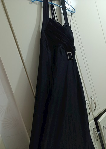 Siyah V Yaka Midi Gösterişli Elbise - Görsel 2