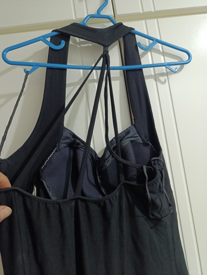 Siyah V Yaka Midi Gösterişli Elbise - Görsel 3