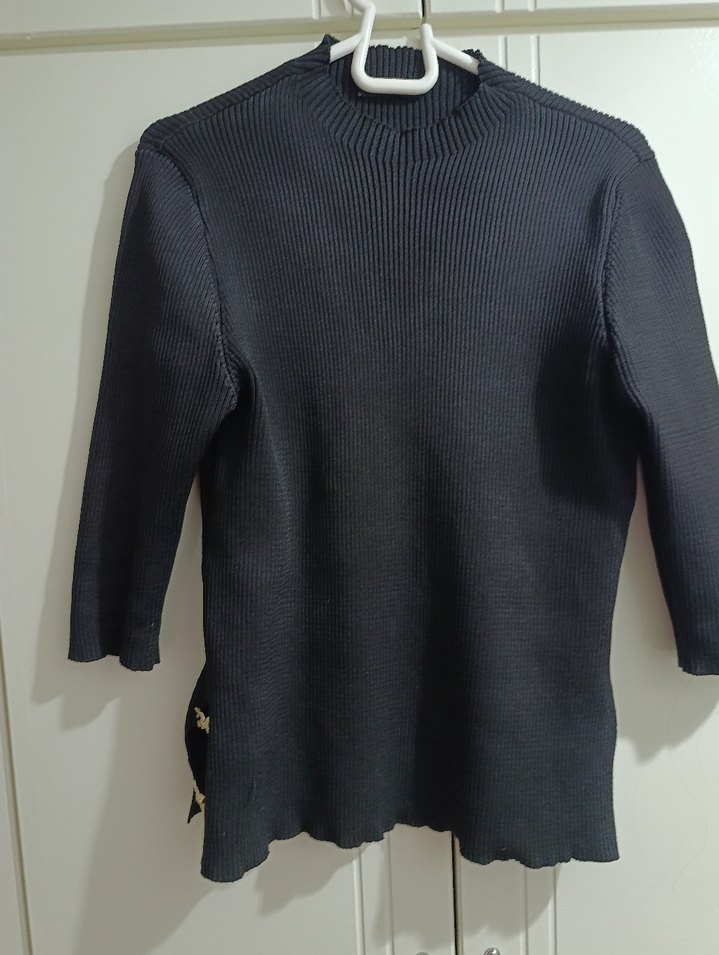 Düğmeli Siyah Balıkçı Yaka Kadın Kazak - Görsel 2