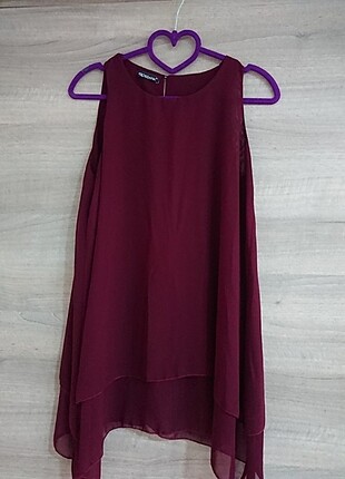Bordo şifon tunik