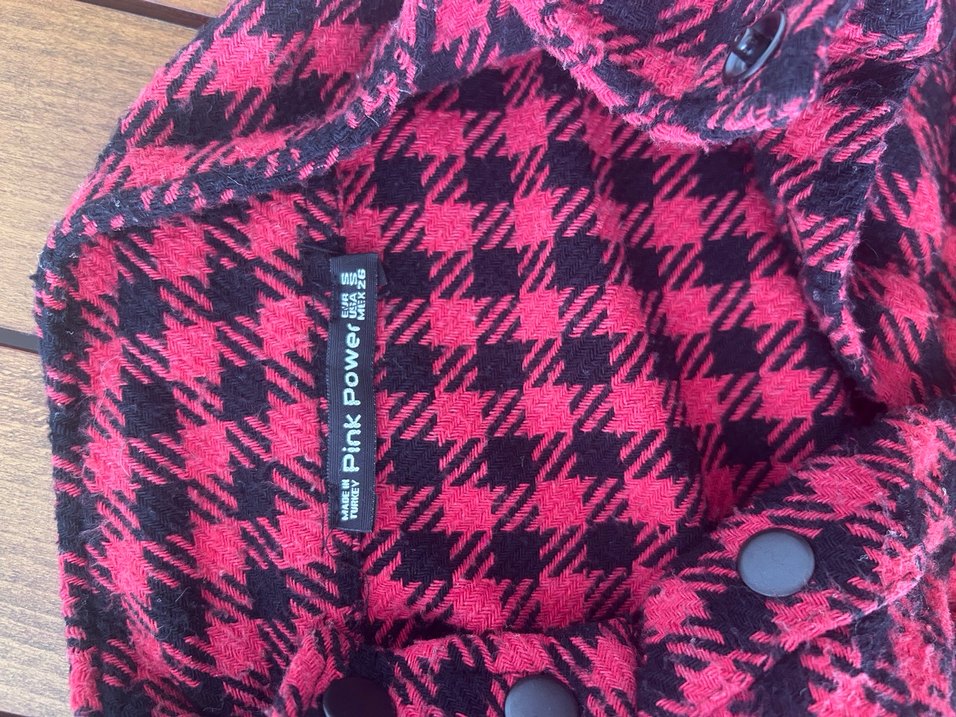 Kırmızı Ekose Uzun Kollu Kadın ceket - Görsel 2