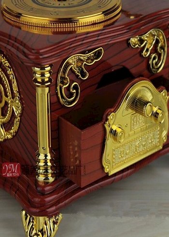 Altın Renkli Vintage Gramofon Müzik Sistemi - Görsel 2