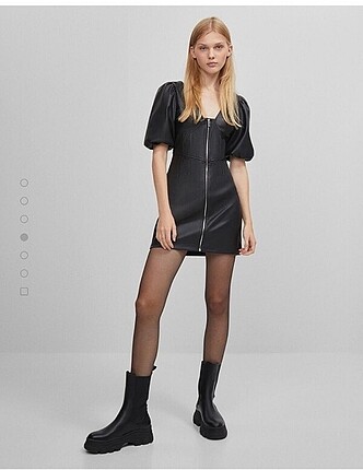 Bershka deri elbise