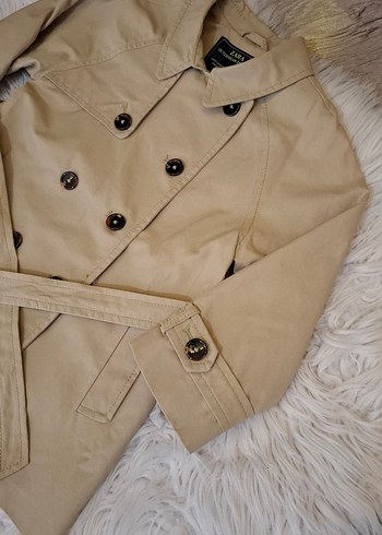 Zara Beji Düğmeli Kız Çocuk Trençkot - Görsel 3