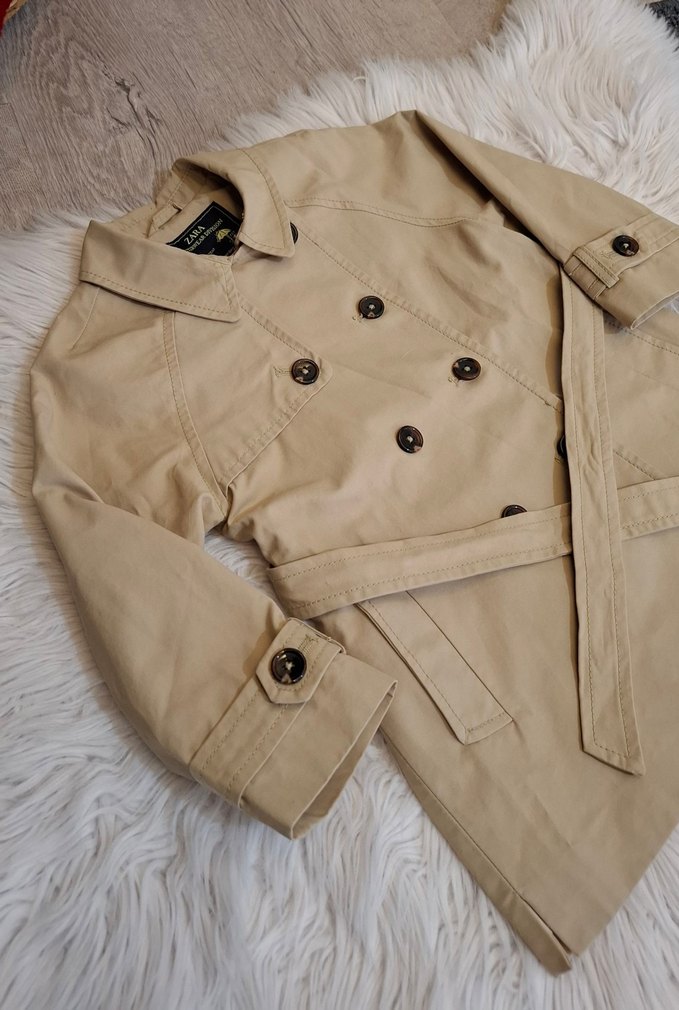 Zara Beji Düğmeli Kız Çocuk Trençkot - Görsel 2