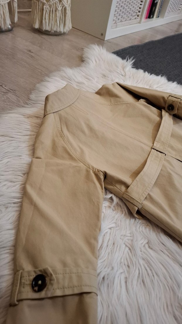 Zara Beji Düğmeli Kız Çocuk Trençkot - Görsel 5