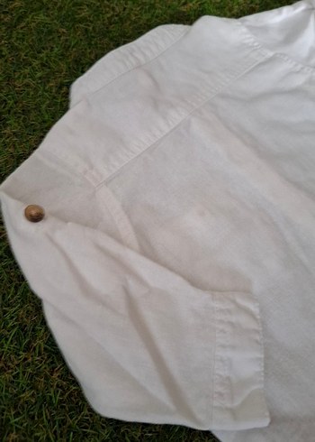 H&M Beyaz Erkek Çocuk Uzun Kollu Gömlek - Görsel 6