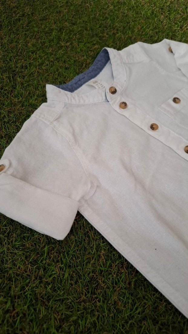 H&M Beyaz Erkek Çocuk Uzun Kollu Gömlek - Görsel 2