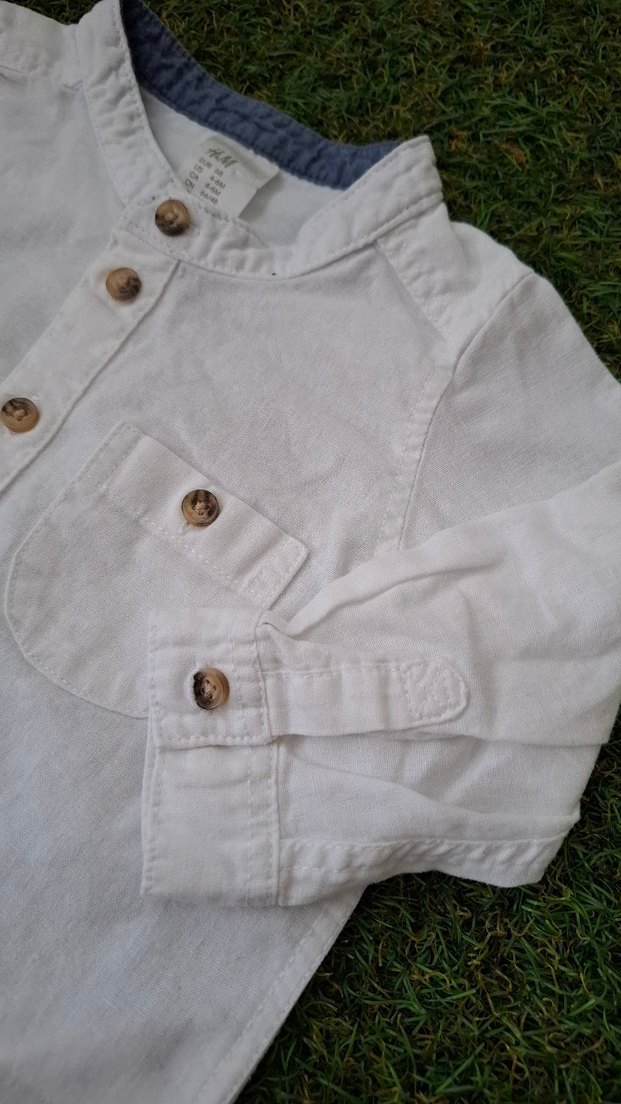 H&M Beyaz Erkek Çocuk Uzun Kollu Gömlek - Görsel 3