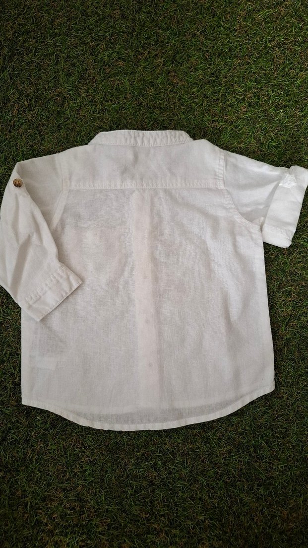 H&M Beyaz Erkek Çocuk Uzun Kollu Gömlek - Görsel 4