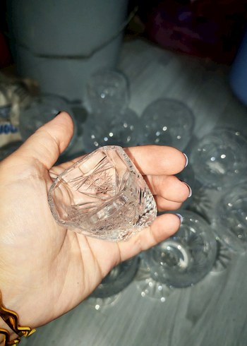 Beden beyaz Renk Kristal Detaylı Kadehler