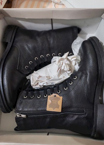 Siyah Hakiki Deri Botlar - Görsel 2