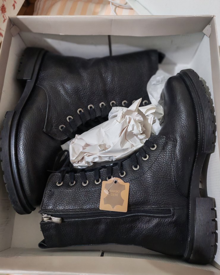 Siyah Hakiki Deri Botlar - Görsel 2