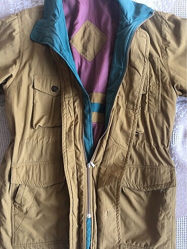 Vintage Çok Renkli Taba Mont - Görsel 5