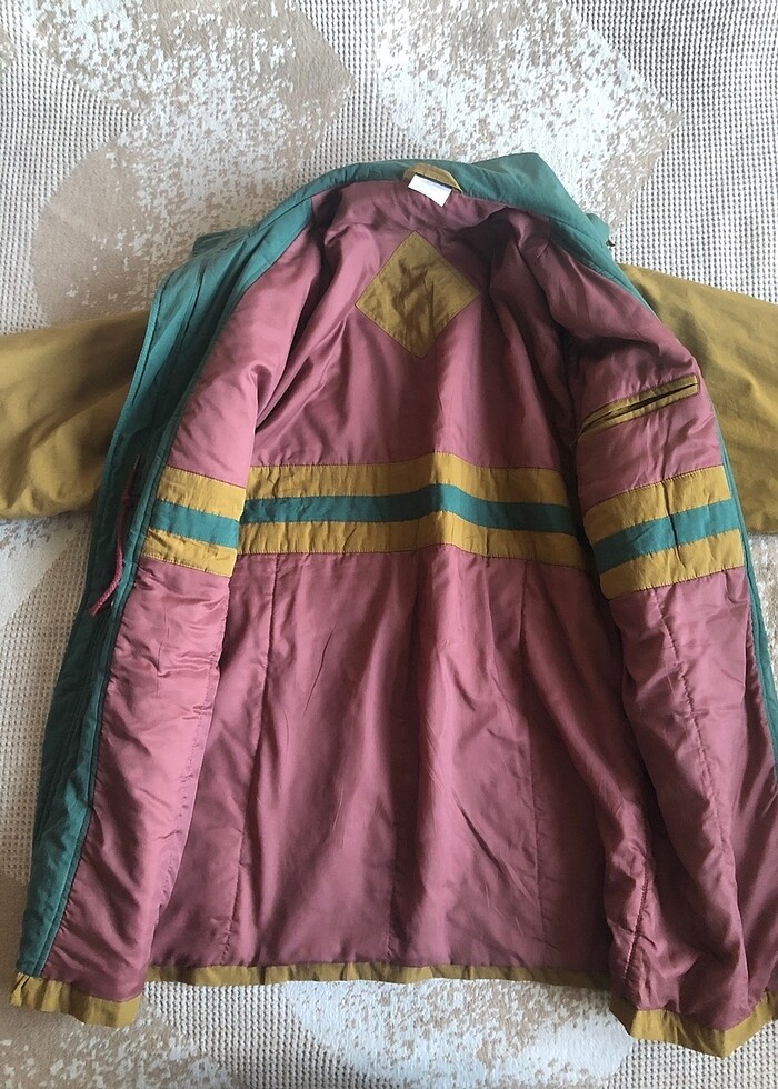 Vintage Çok Renkli Taba Mont - Görsel 4