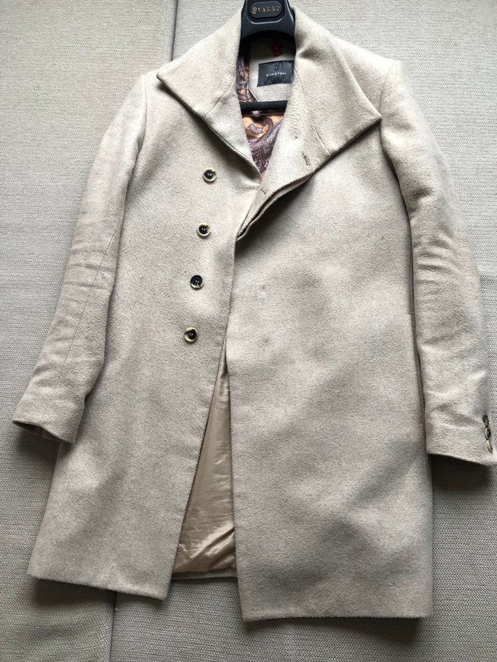 Bej Rengi Erkek Kaşe Kaban - Görsel 3