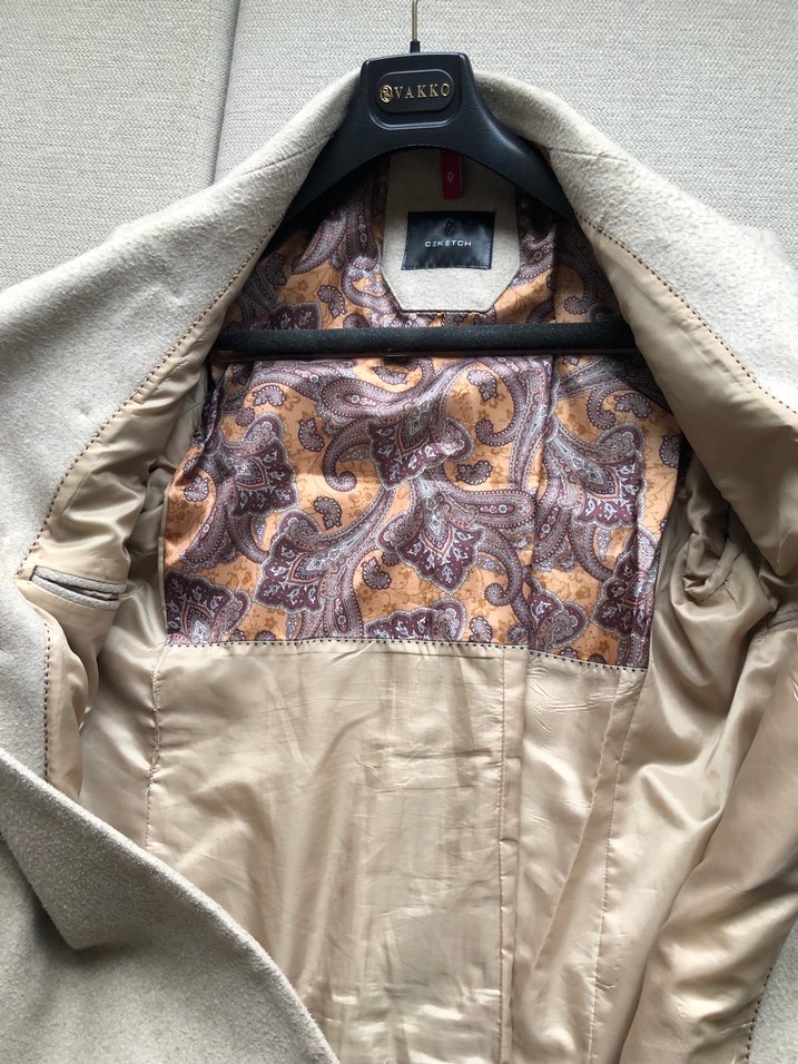 Bej Rengi Erkek Kaşe Kaban - Görsel 4