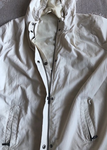 Beyaz Vintage Yağmurluk - Görsel 6