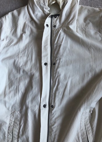 Beyaz Vintage Yağmurluk - Görsel 4