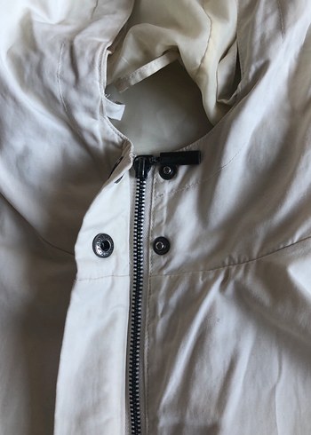 Beyaz Vintage Yağmurluk - Görsel 5
