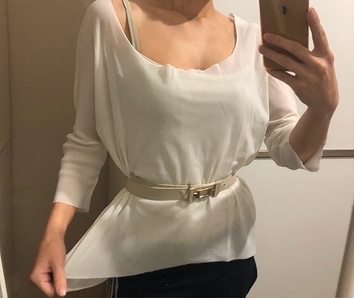 #pull and bear tül bluz ve kemer