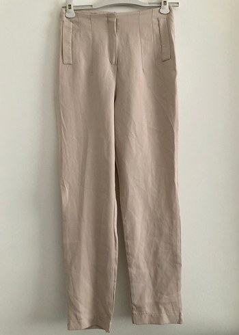 Bej Kadın Keten Kumaş Pantolon - Görsel 2