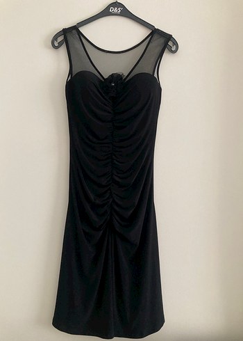 Siyah Drapeli V Yaka Uzun Abiye Elbise - Görsel 2