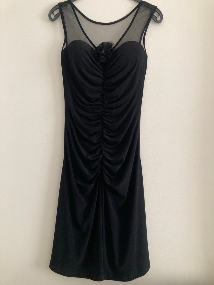 Siyah Drapeli V Yaka Uzun Abiye Elbise - Görsel 3