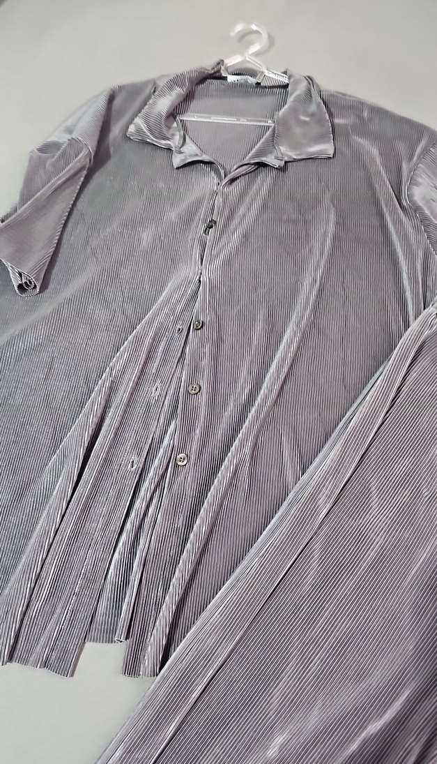 Gri Pilili Kadın Salaş Pantolon - Görsel 4