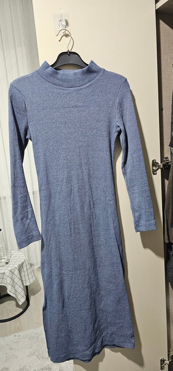 Uzun Kollu Midi Triko Elbise - Görsel 4