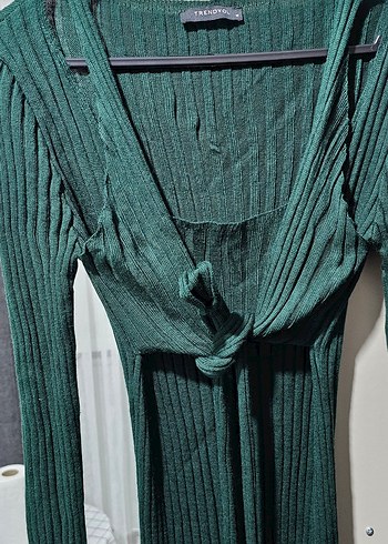 Yeşil Triko Uzun Elbise - Görsel 2