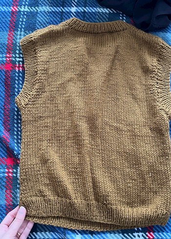 İnci Detaylı Kahverengi Bohem Örgü Süveter - Görsel 3