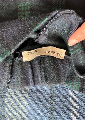 Kemer Detaylı Gri Kadın Mini Etek - Görsel 3