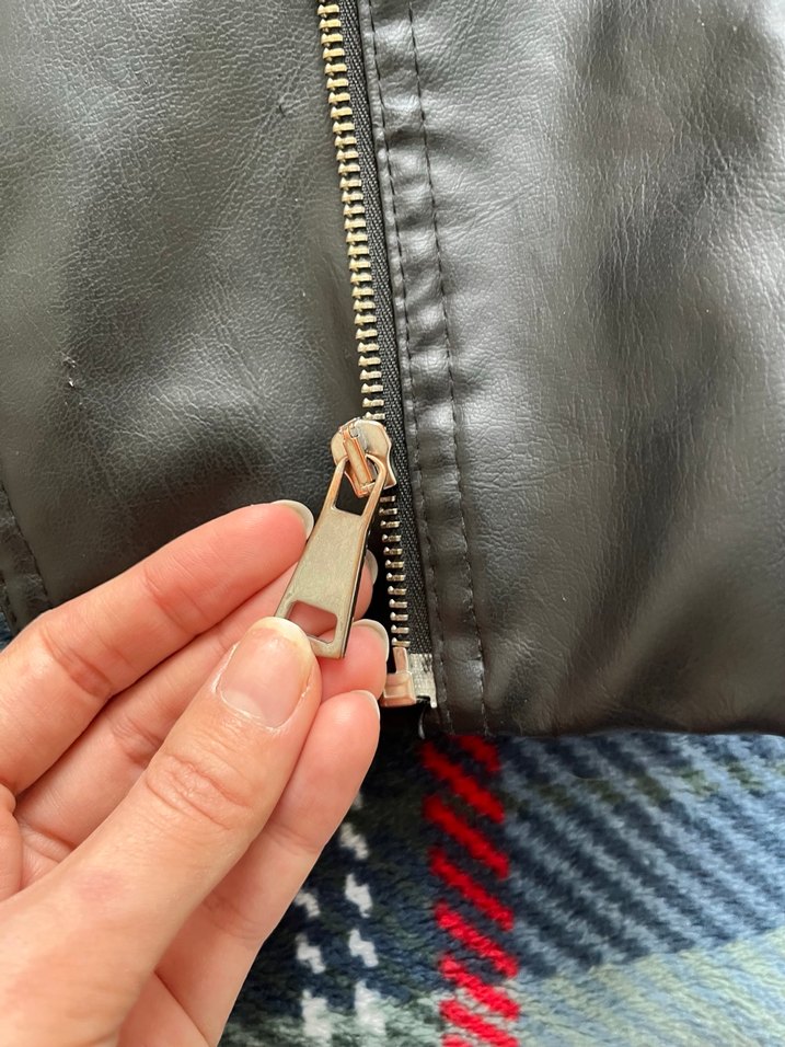 Kadın Gri Biker Deri Ceket - Görsel 5