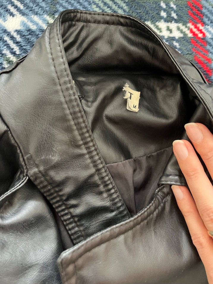 Kadın Gri Biker Deri Ceket - Görsel 4