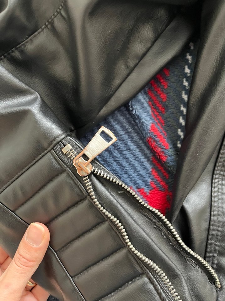 Kadın Gri Biker Deri Ceket - Görsel 3