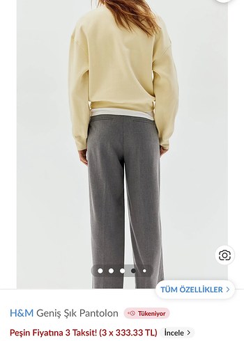 H&M Gri Geniş Kesim Kadın Pantolon - Görsel 3