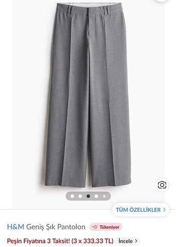 H&M Gri Geniş Kesim Kadın Pantolon - Görsel 2