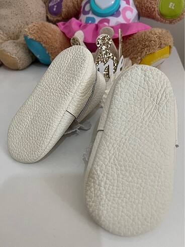 20 Beden beyaz Renk Deri Makosen Bebek Ayakkabı