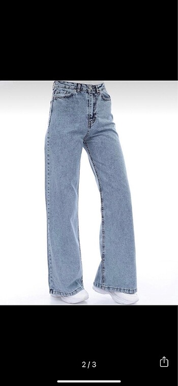 Denim bol paça pantolon