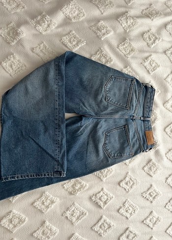 34 Beden mavi Renk Kadın Gri Mavi Midi Bol Kesim Denim Pantolon