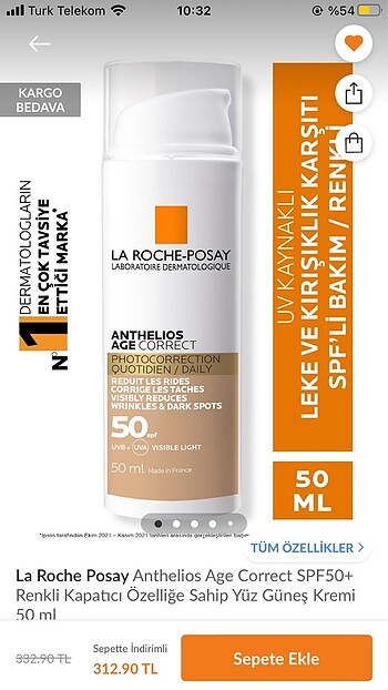 LA ROCHE POSAY RENKLİ GÜNEŞ KREMİ